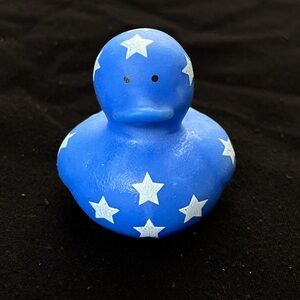 Blue Rubber Duck with White Stars
